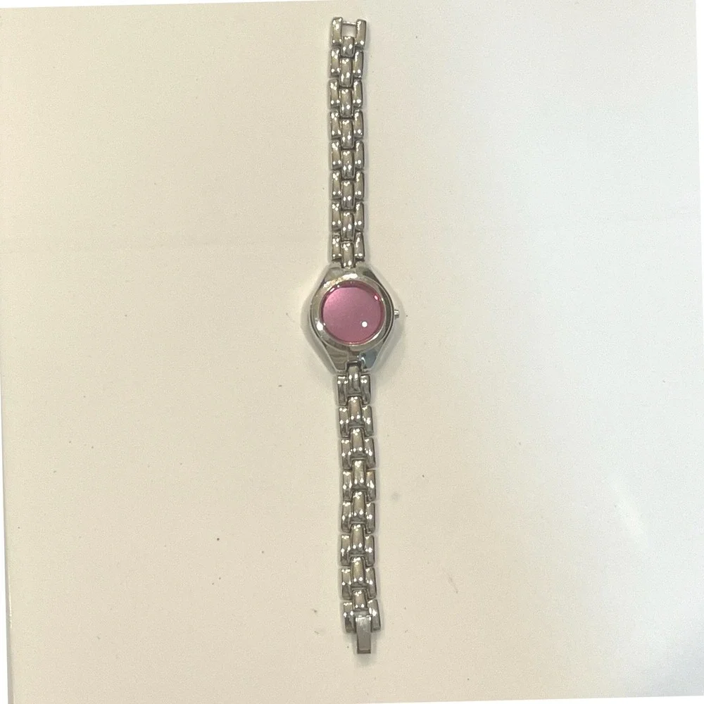 FMD Womens Pink Dial Silver Link Bracelet Watch FMDAW504 Vintage Untested